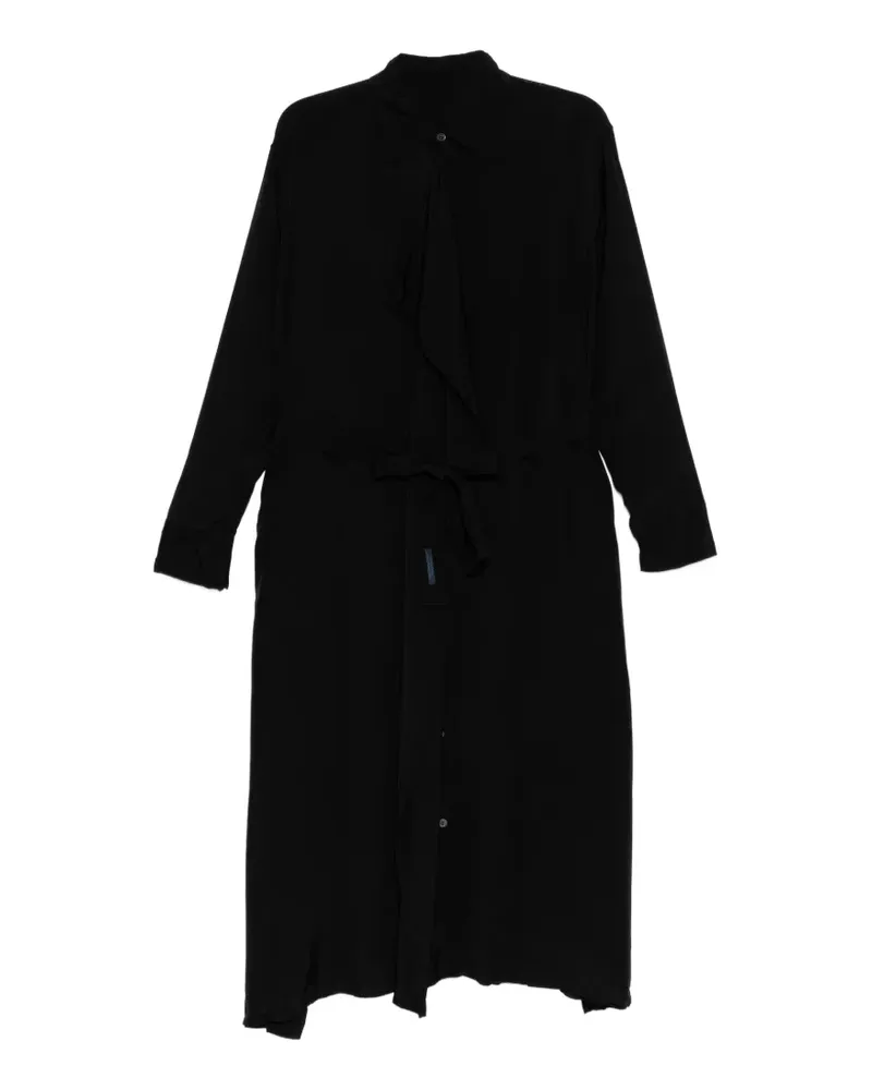 Yohji Yamamoto draped-detail belted shirt dress - Schwarz Schwarz