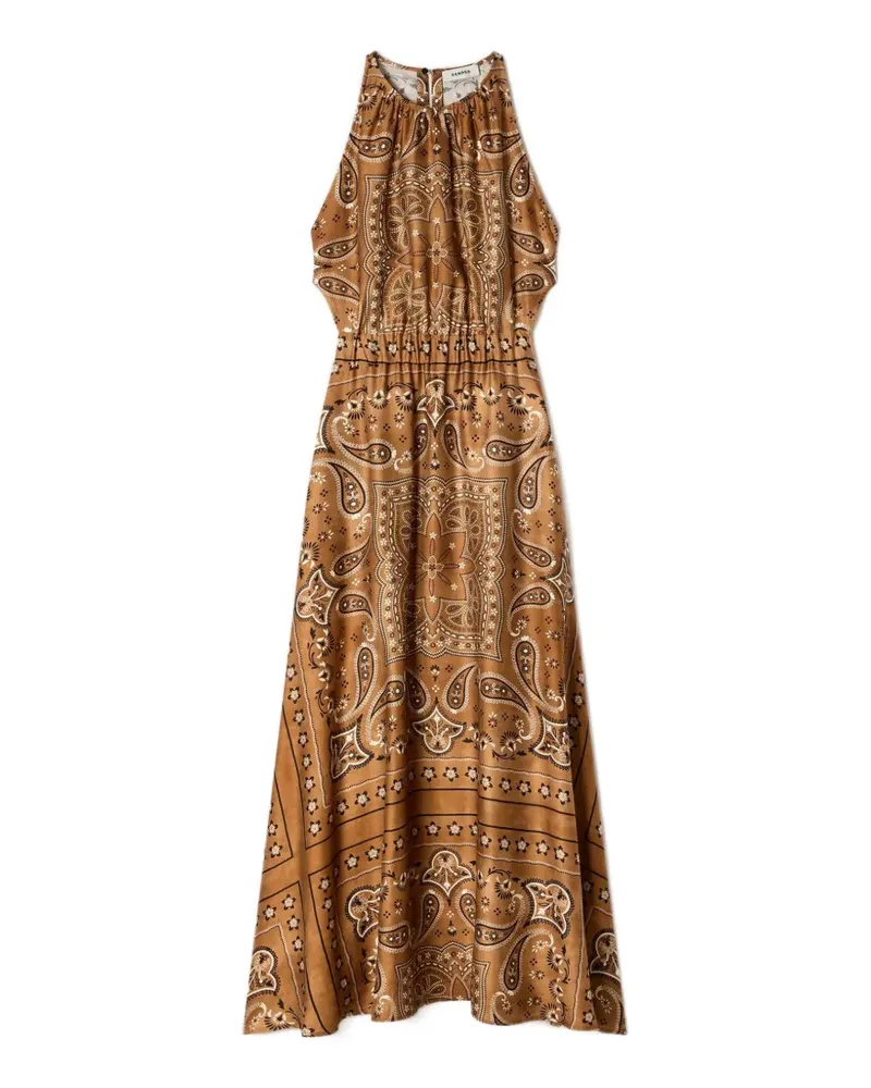 Sandro Paisley-Midikleid mit Schleifendetail - Braun Braun