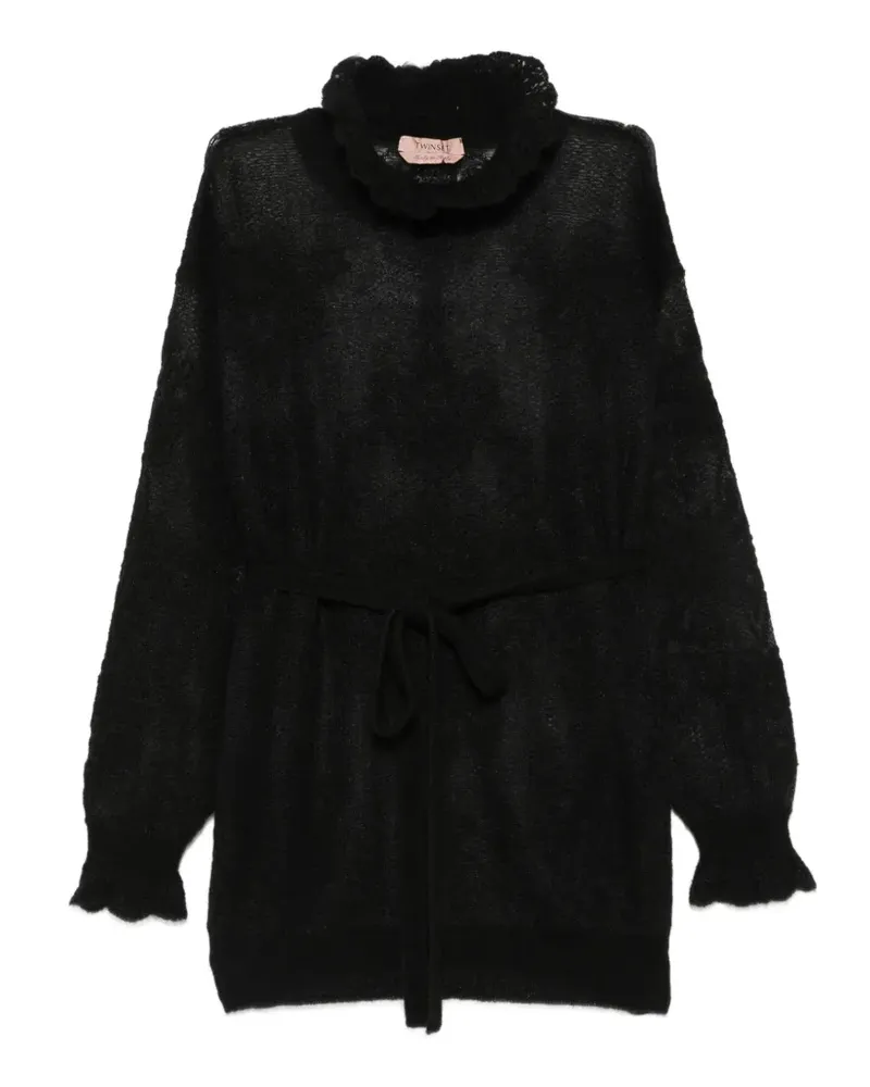 Twin-Set Pullover aus Pointelle-Strick - Schwarz Schwarz