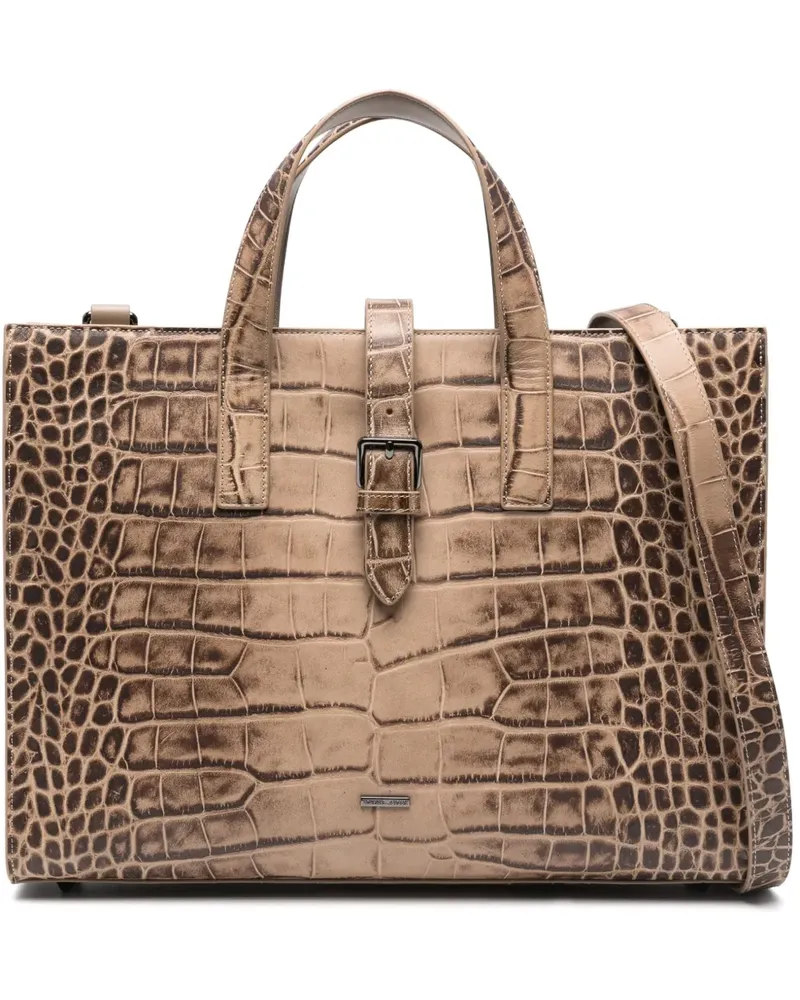 Emporio Armani Shopper mit Kroko-Optik - Nude Nude