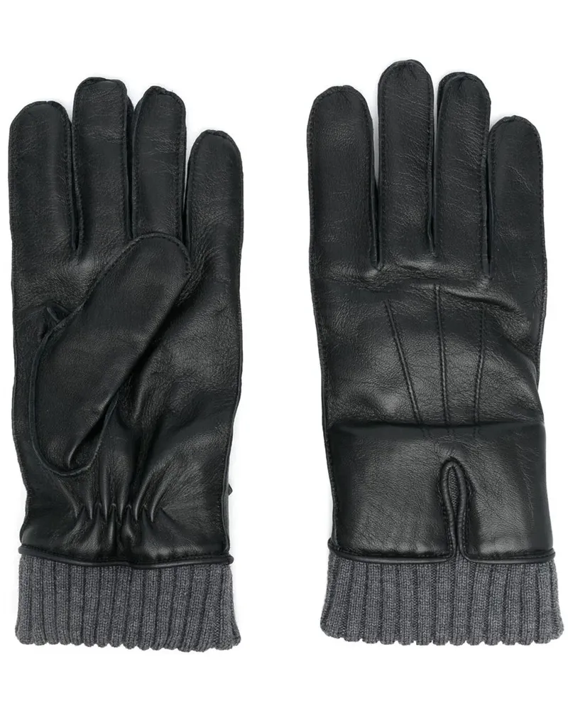 Moncler Handschuhe mit gerippten Bündchen - Schwarz Schwarz