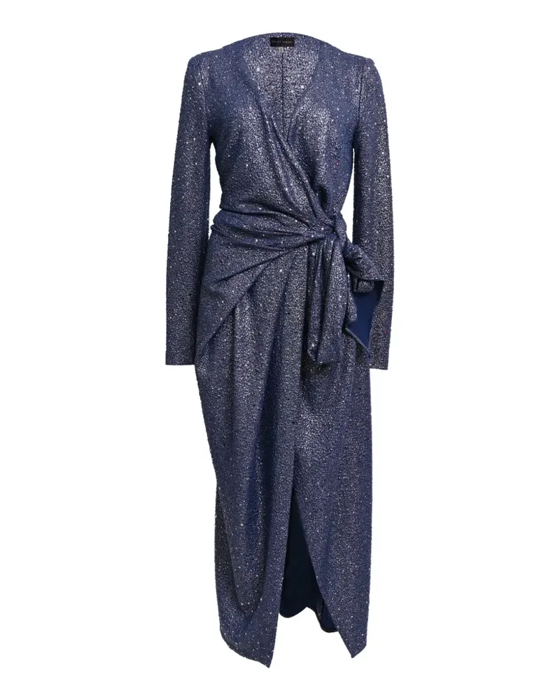 Talbot Runhof glittered wrap maxi dress - Blau Blau