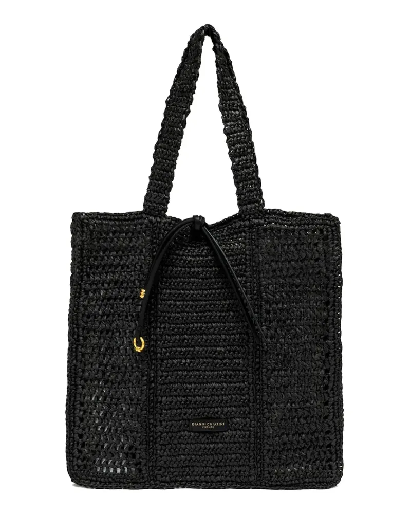 Gianni Chiarini Nefeli crochet drawstring tote bag - Schwarz Schwarz