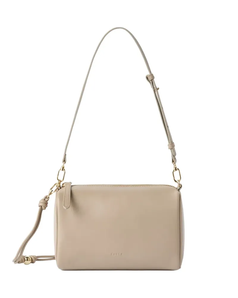 Furla logo-print leather cross body bag - Nude Nude