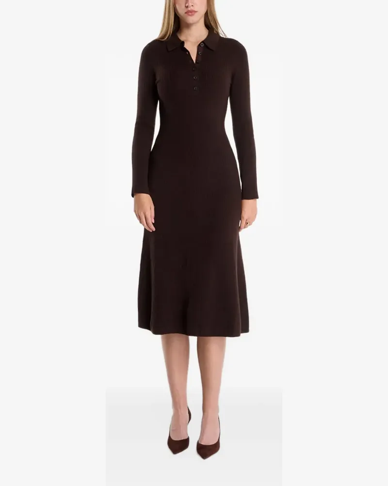 Gant ribbed-knit long-sleeve midi dress - Braun Braun