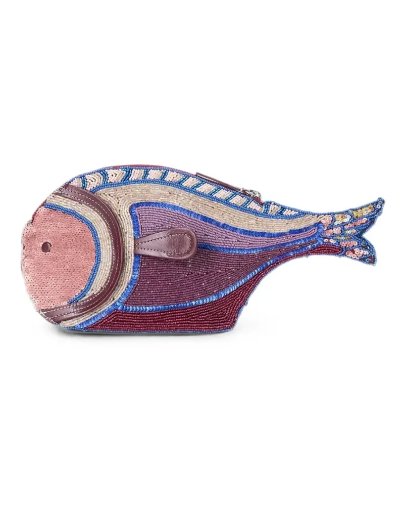 STAUD Pesce Clutch mit Perlen - Violett Violett