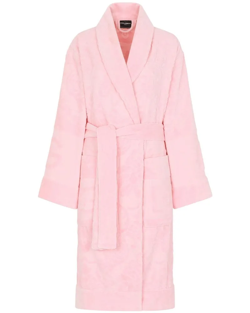 Dolce & Gabbana Frottee-Bademantel aus Jacquard - Rosa Rosa