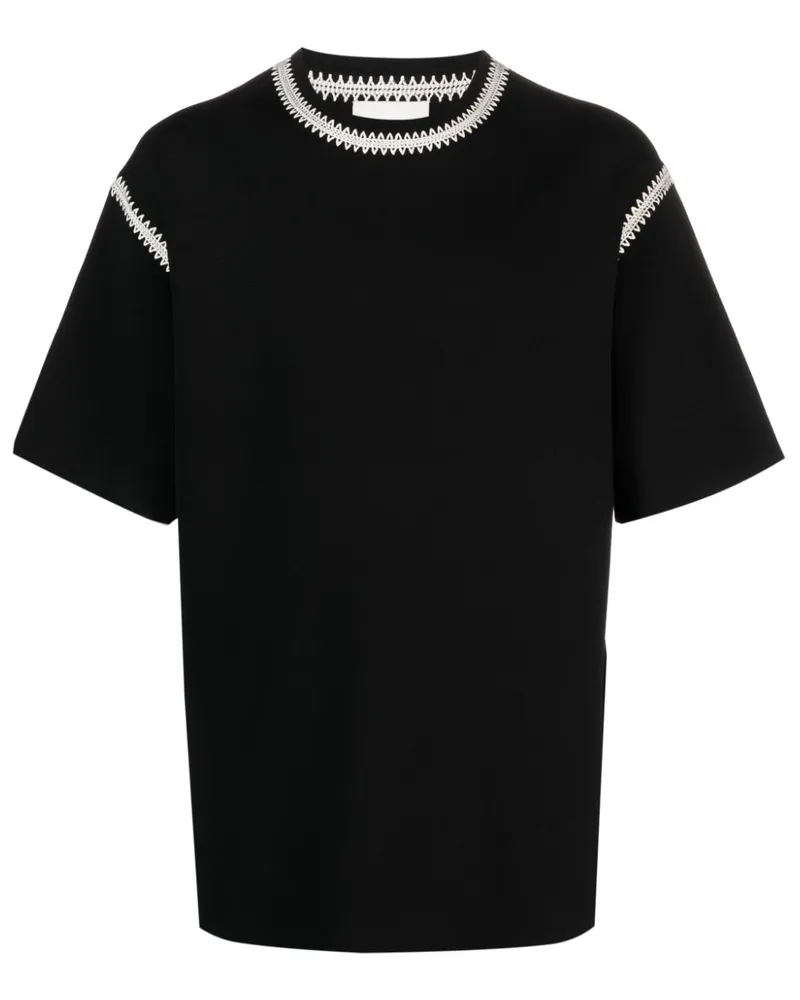 Nanushka T-Shirt mit gehäkelten Borten - Schwarz Schwarz