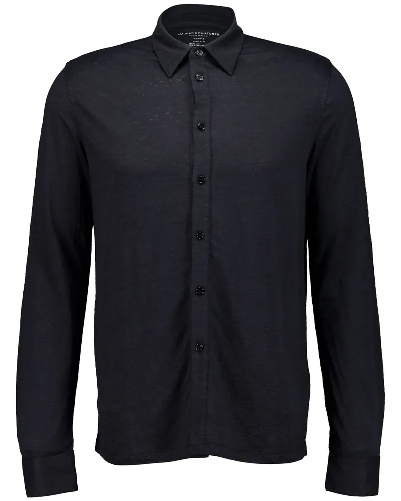 Majestic Hemd aus Stretch-Leinen - Schwarz Schwarz