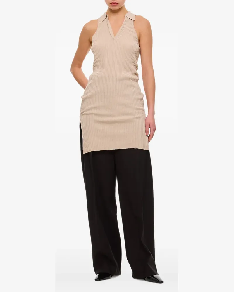 QUIRA Geripptes Tanktop mit Seitenschlitz - Nude Nude
