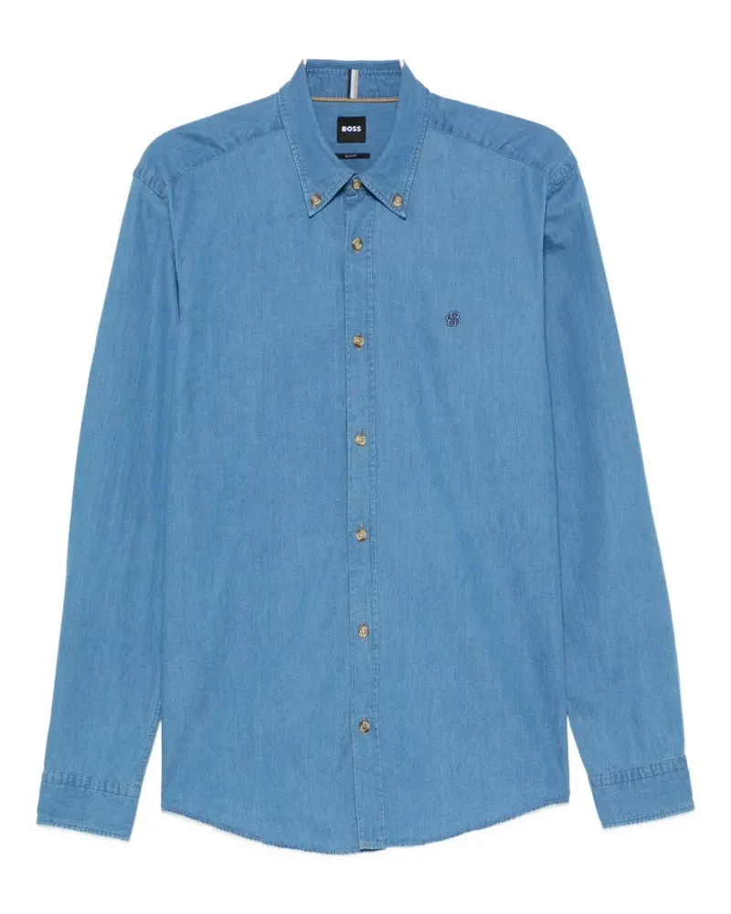 HUGO BOSS logo-detail cotton shirt - Blau Blau