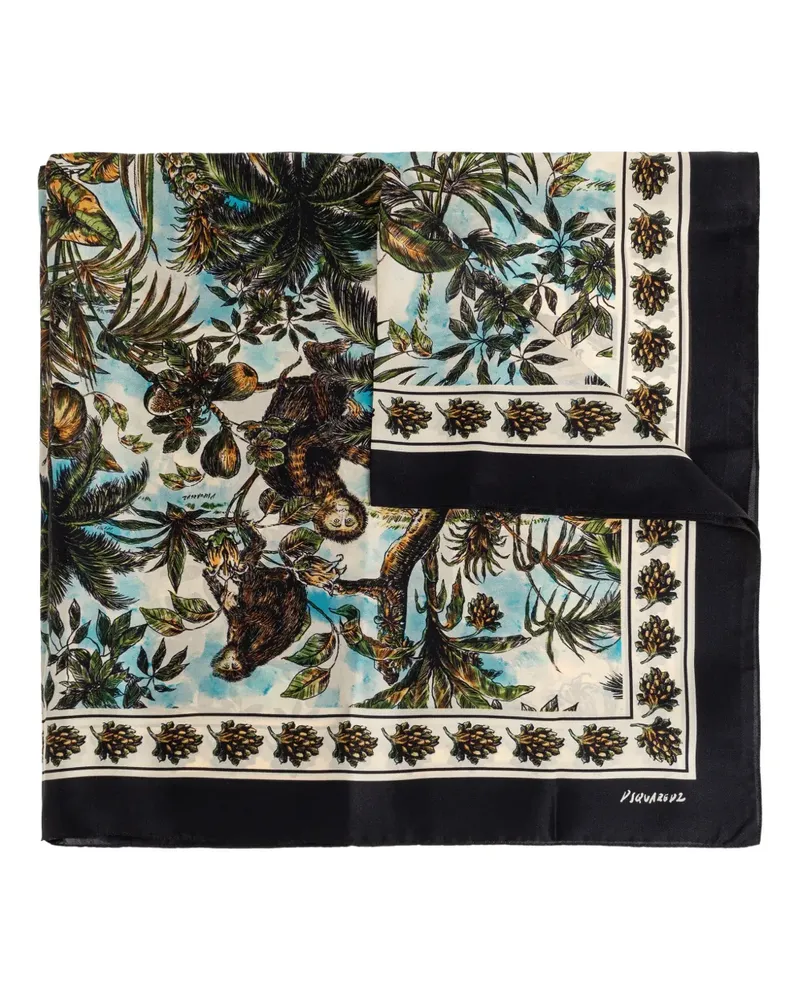 Dsquared2 graphic-print silk scarf - Nude Nude