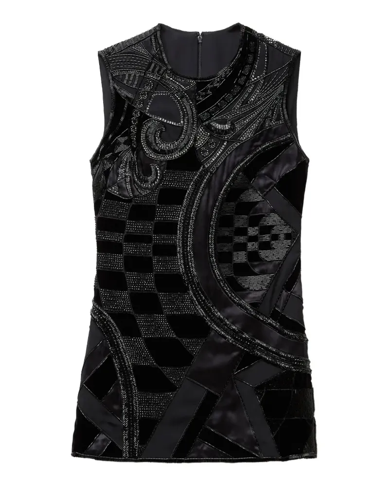 Versace Besticktes Minikleid aus Satin - Schwarz Schwarz