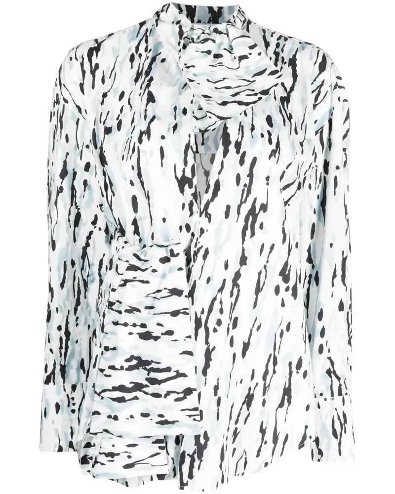 MSGM Bluse mit grafischem Print - Weiß Weiß