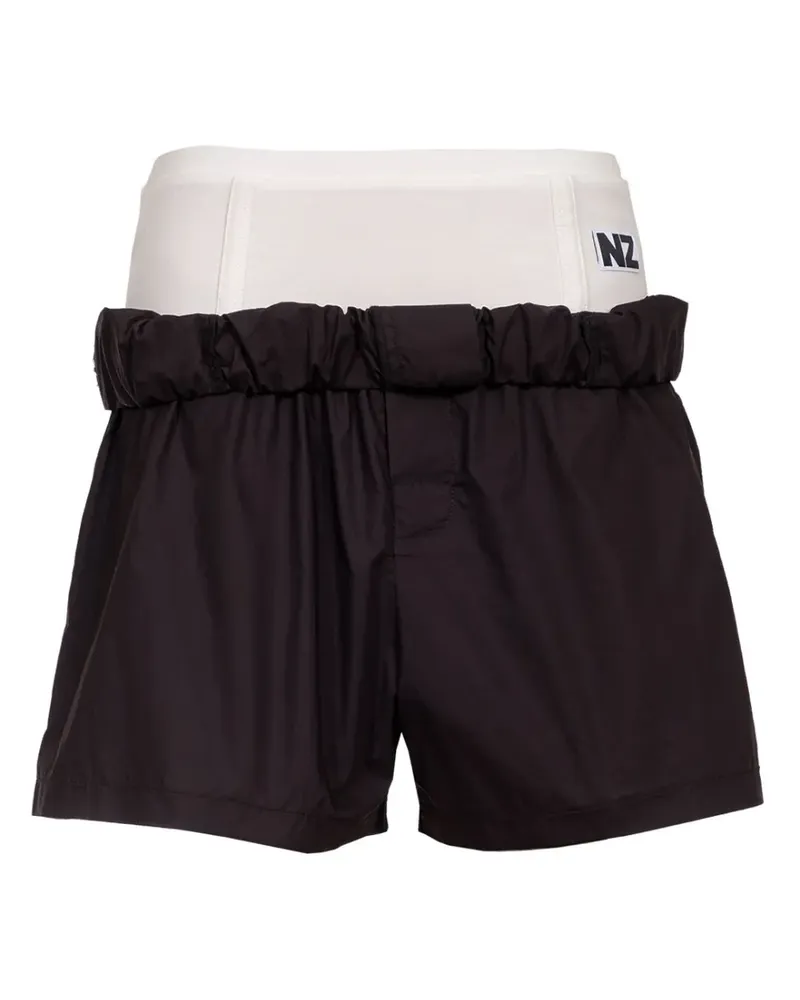 Natasha Zinko elastic-waistband logo-tag shorts - Schwarz Schwarz