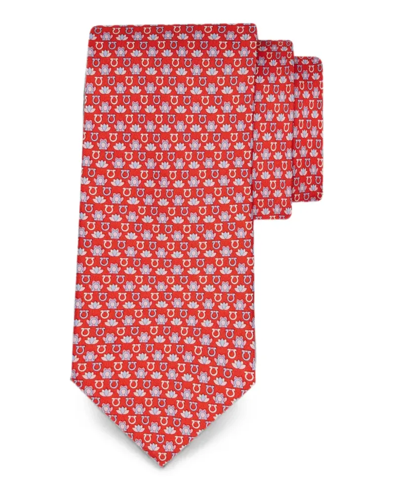 Ferragamo Seidenkrawatte mit Froschprint - Rot Rot