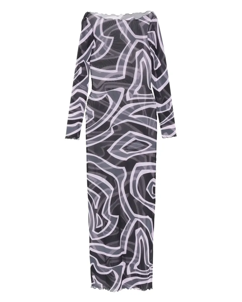 Emilio Pucci Langärmeliges Maxikleid mit abstraktem Print - Schwarz Schwarz