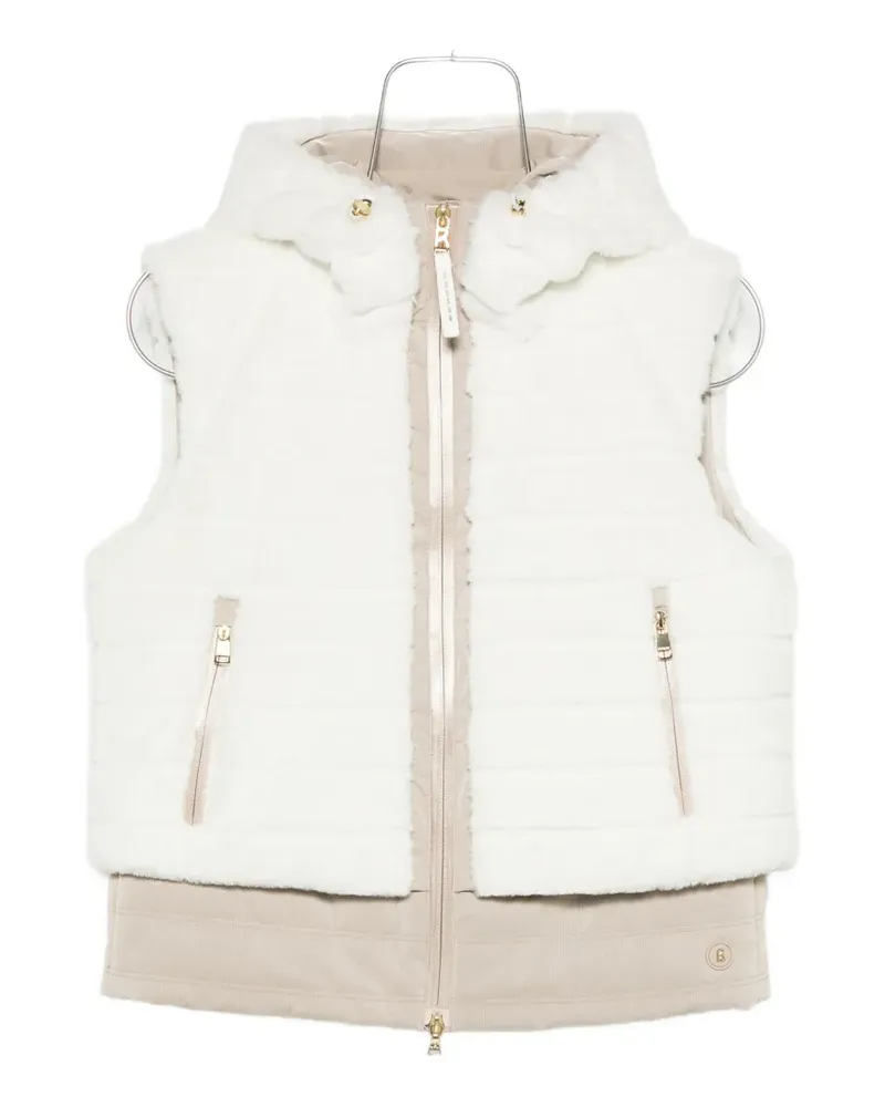 Bogner Manda faux-fur down waistcoat in off-white/beige - Weiß Weiß