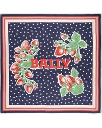 Bally Seidenschal mit Erdbeeren-Print Blau