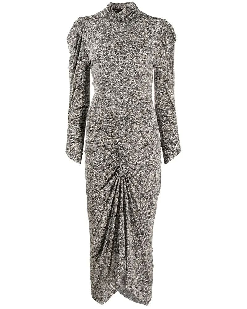 Isabel Marant Midikleid mit abstraktem Print - Schwarz Schwarz