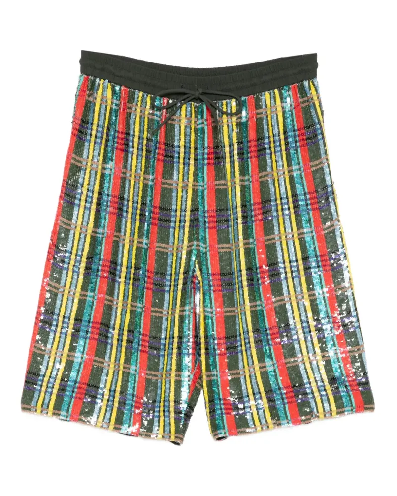 ASHISH plaid sequin shorts - Grün Grün