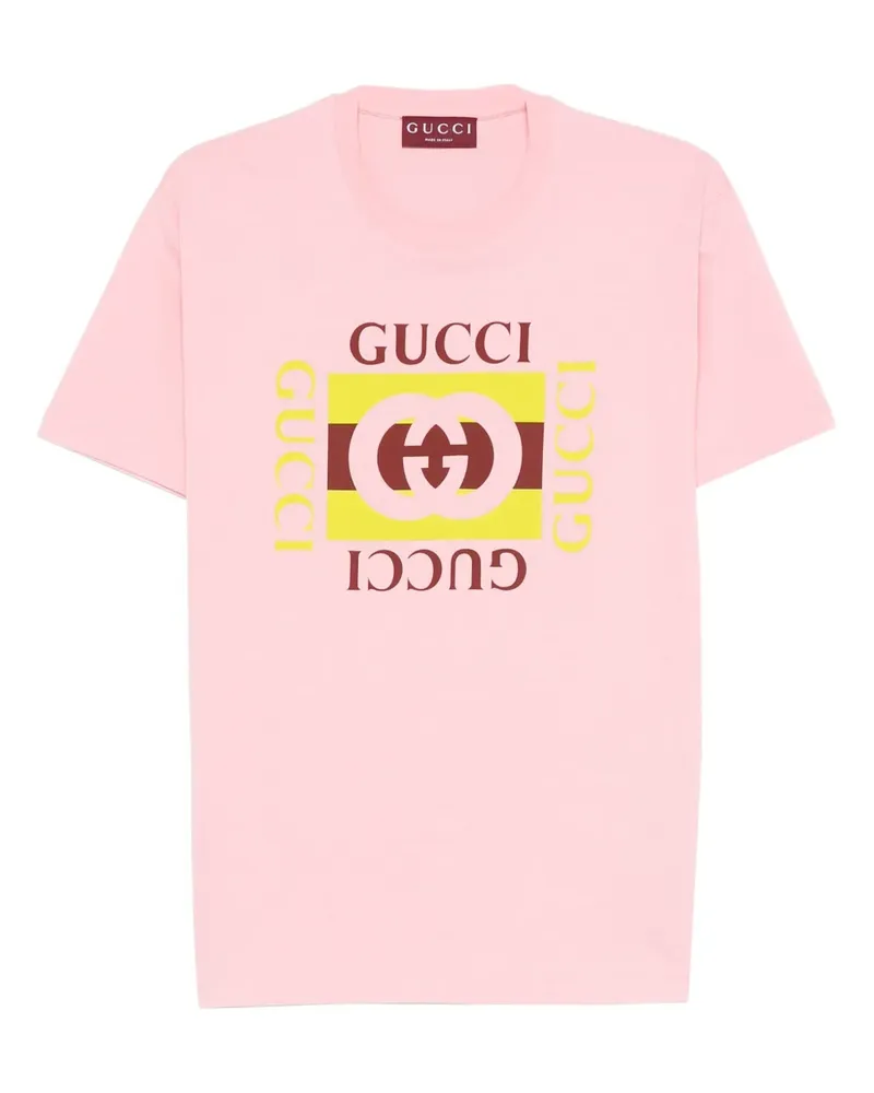 Gucci logo-print cotton T-shirt - Rosa Rosa
