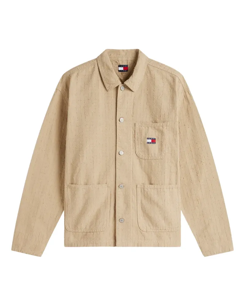 Tommy Hilfiger distressed-effect logo-patch jacket - Nude Nude