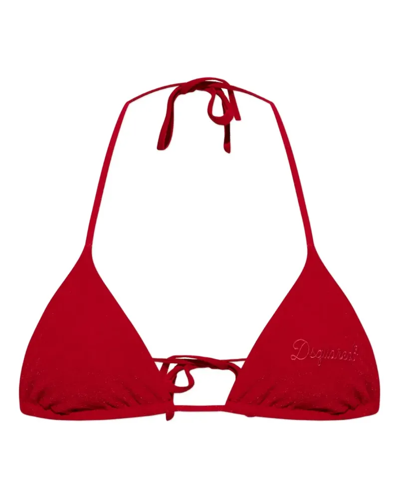 Dsquared2 logo-embroidered triangle bikini top - Rot Rot