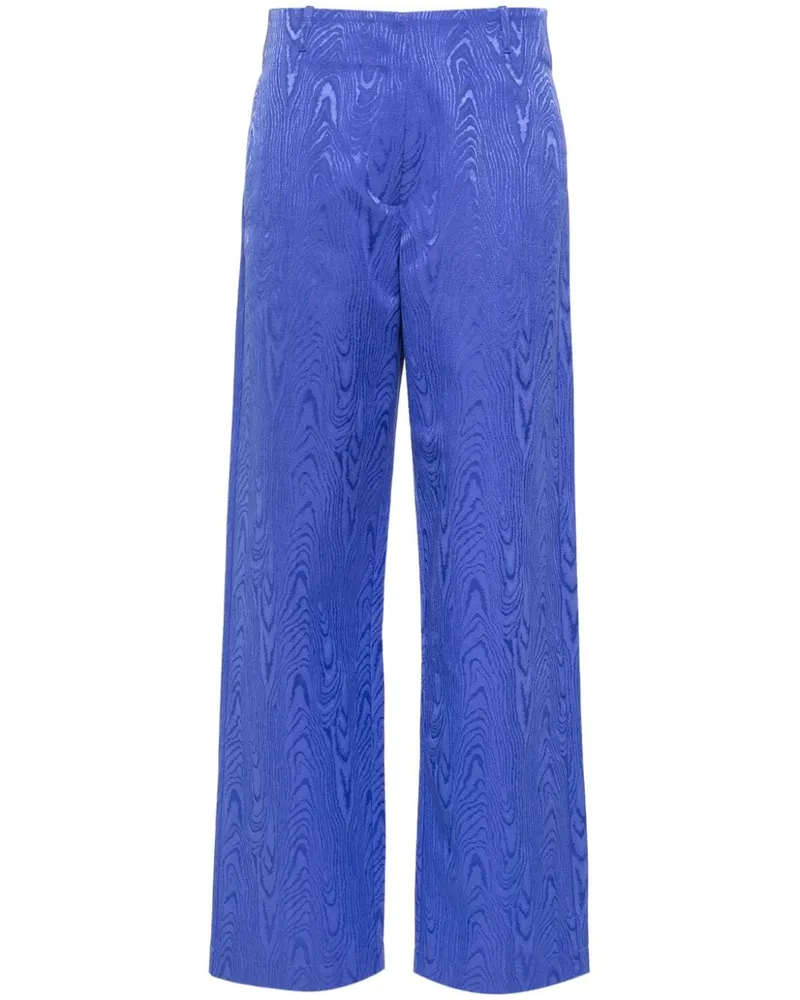 forte_forte Moiré-Hose mit geradem Bein Blau