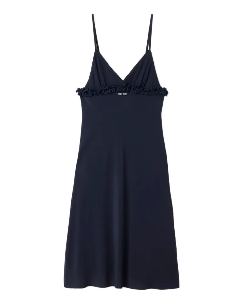 Miu Miu Besticktes Marocain Krepp-Kleid - Blau Blau