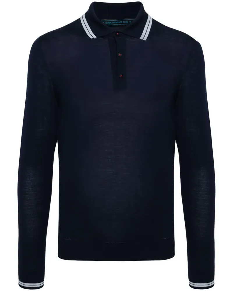 Kiton Gestricktes Poloshirt - Blau Blau