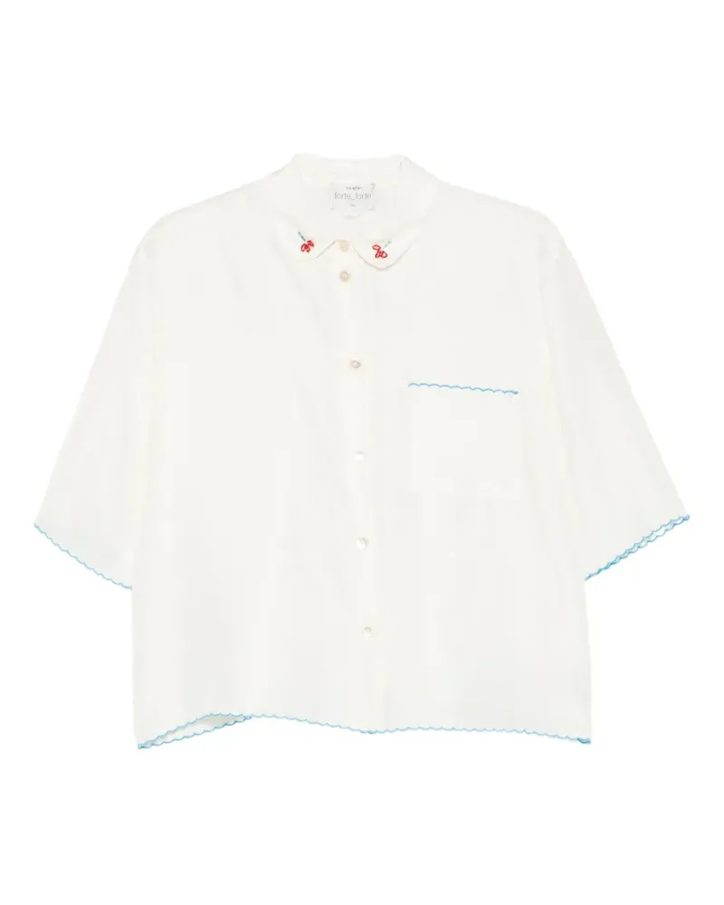 forte_forte scallop-trim shirt - Nude Nude