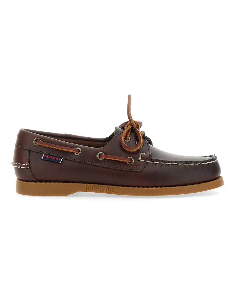 Sebago Docksides Portland Waxed leather boat shoes - Braun Braun