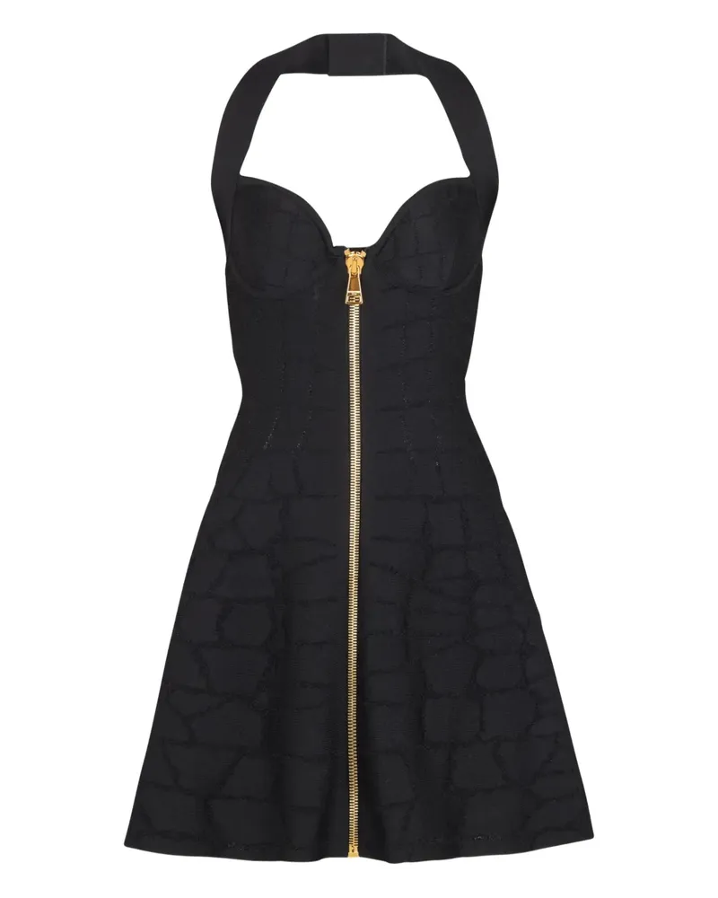 Balmain Neckholder-Minikleid mit Reißverschluss - Schwarz Schwarz