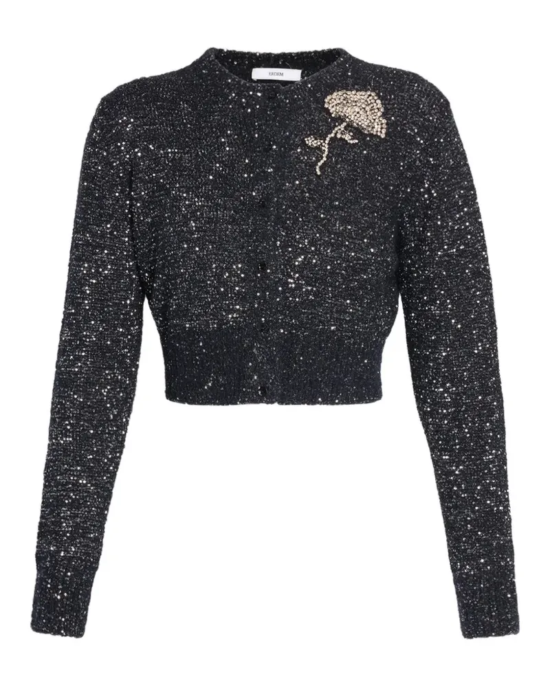 Erdem crystal-embellished sequined cardigan - Schwarz Schwarz