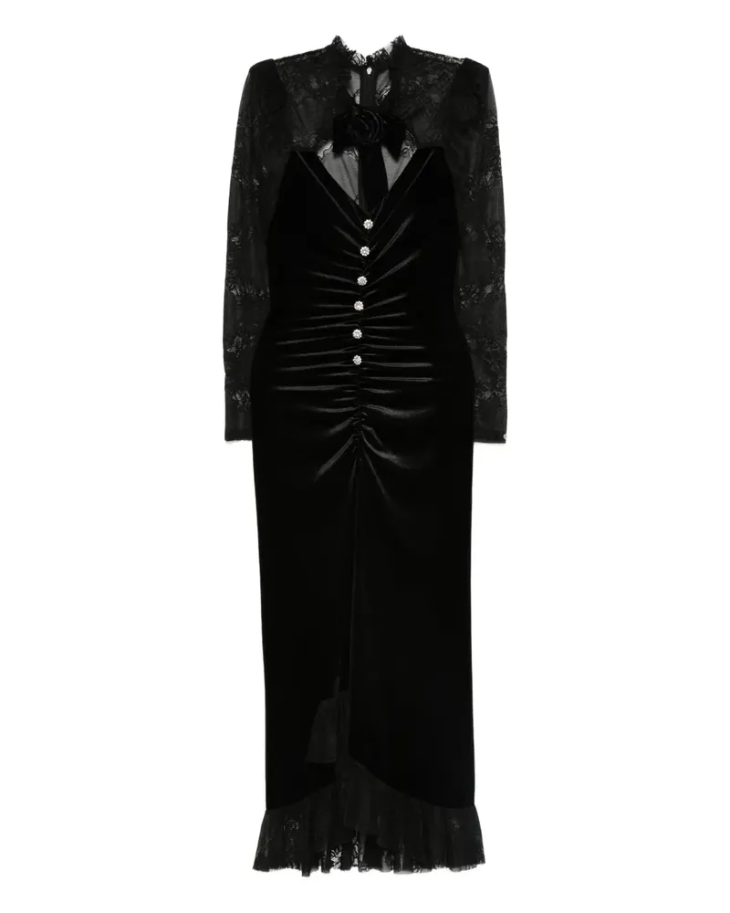 NISSA Midikleid mit Spitzenbesatz - Schwarz Schwarz