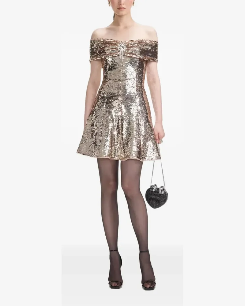 Self-Portrait Minikleid mit Pailletten - Gold Gold
