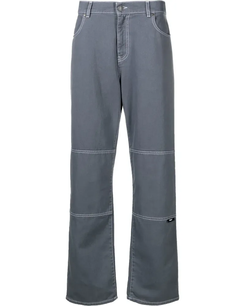 MSGM Gerade Hose mit Logo-Print - Grau Grau