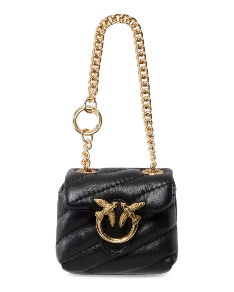 Pinko Love Birds Taschenanhänger mit Chevron-Steppung - Schwarz Schwarz