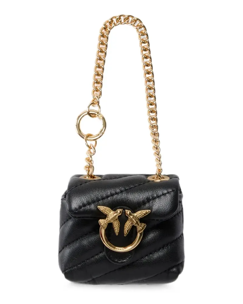 Pinko Love Birds Taschenanhänger mit Chevron-Steppung - Schwarz Schwarz