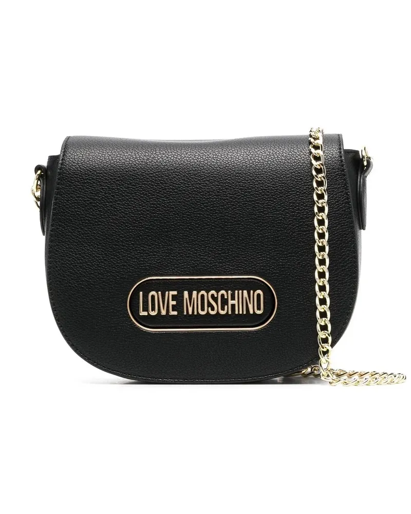 Moschino Satchel-Tasche mit Logo-Schild - Schwarz Schwarz
