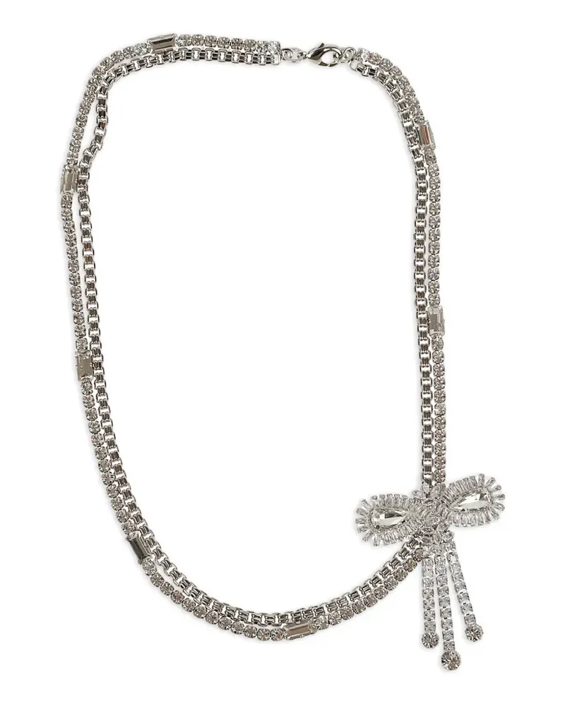 Alessandra Rich crystal-embellished bow-detail necklace - Silber Silber