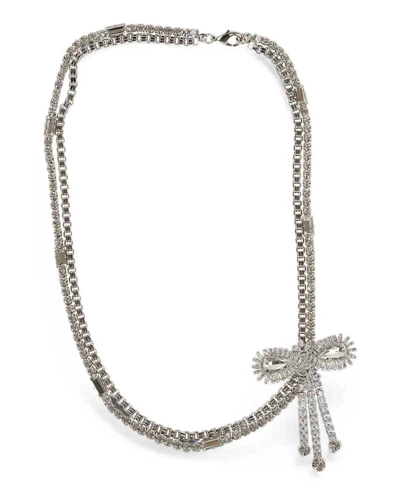 Alessandra Rich crystal-embellished bow-detail necklace - Silber Silber