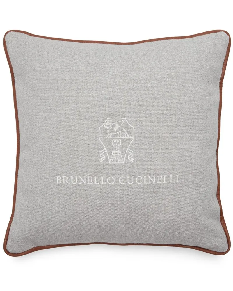 Brunello Cucinelli Kissen mit Logo-Stickerei Grau