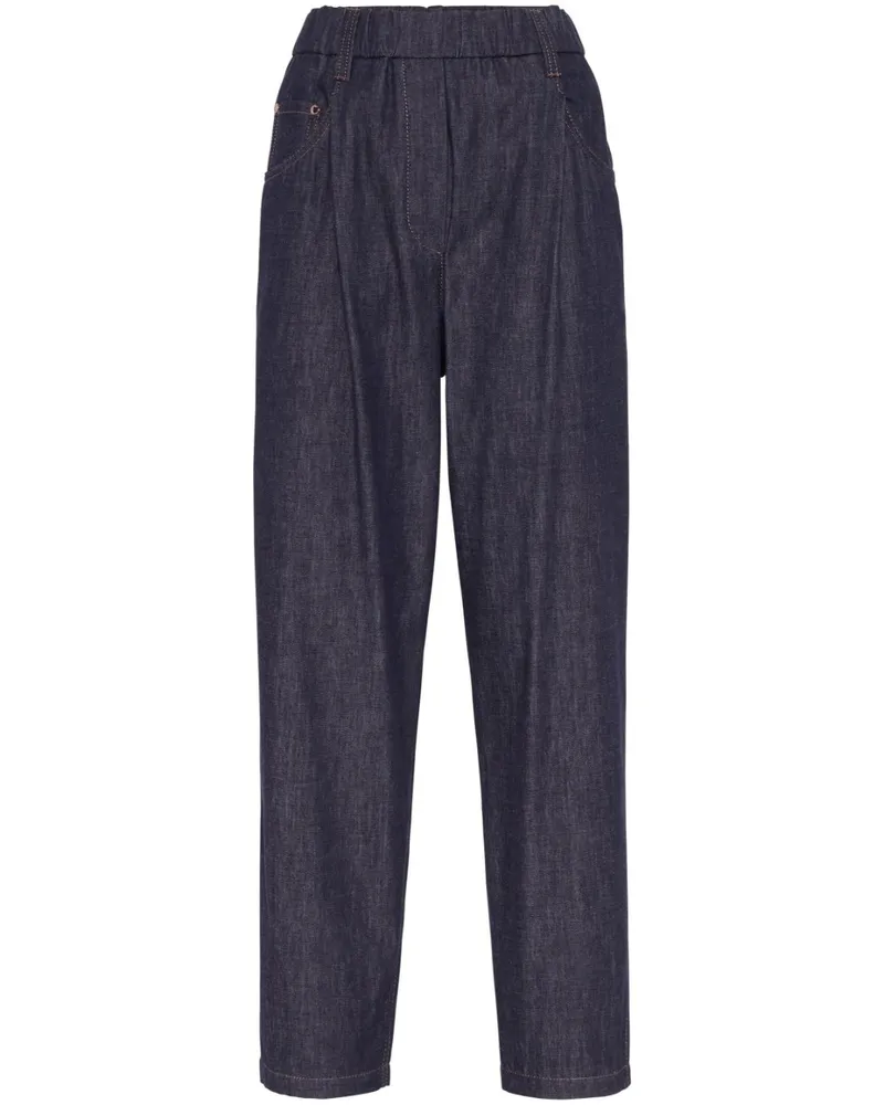 Brunello Cucinelli Tapered-Jeans mit elastischem Bund - Blau Blau