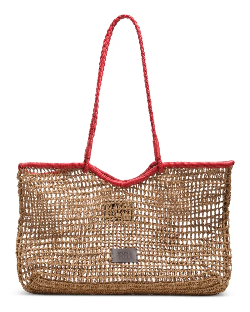 BIMBA Y LOLA Großer Tote Bag mit Webmuster - Nude Nude