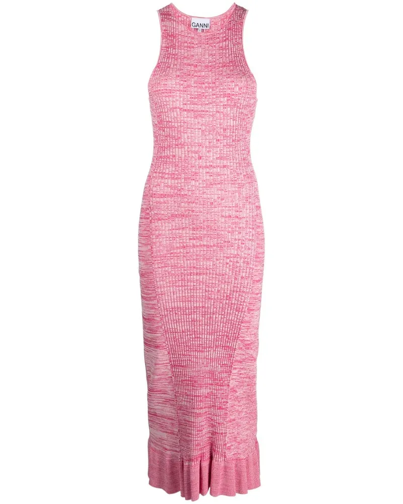 Ganni Gestricktes Midikleid - Rosa Rosa