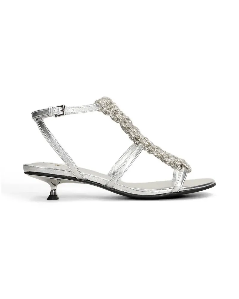 MARC ELLIS crystal-embellished metallic-finish sandals - Grau Grau