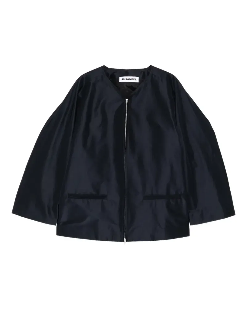 Jil Sander zip-up collarless jacket - Blau Blau