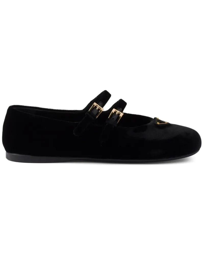Prada Ballerinas in Samtoptik - Schwarz Schwarz